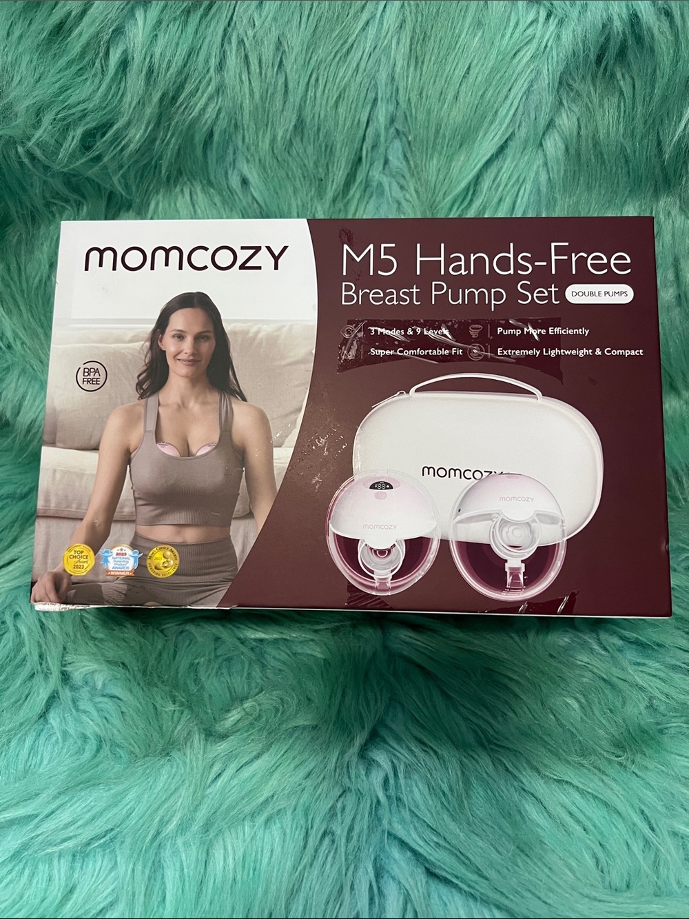 Momcozy M5 Hands-Free Breast Pump Set - White and Pink - sealed